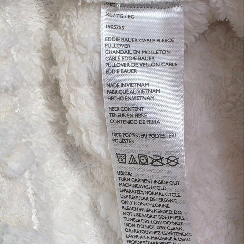Eddie Bauer Women's Ultrasoft Cable Stretchy Fleece Pullover Ivory Mockneck XL - Picture 7 of 9